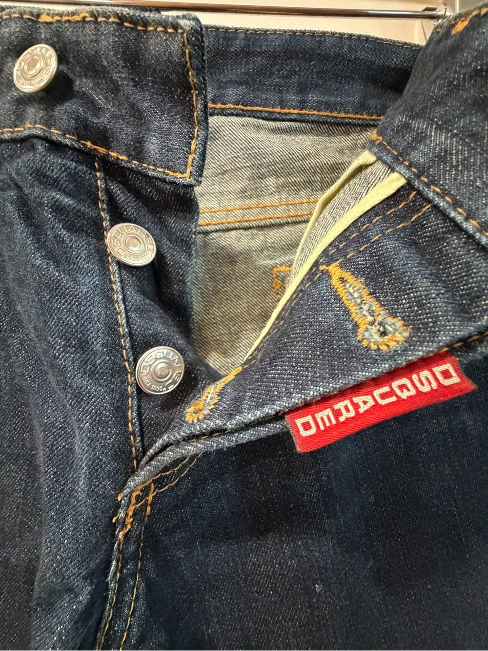 DSQUARED2 Men's Dark Blue Jeans with Orange Trim 34